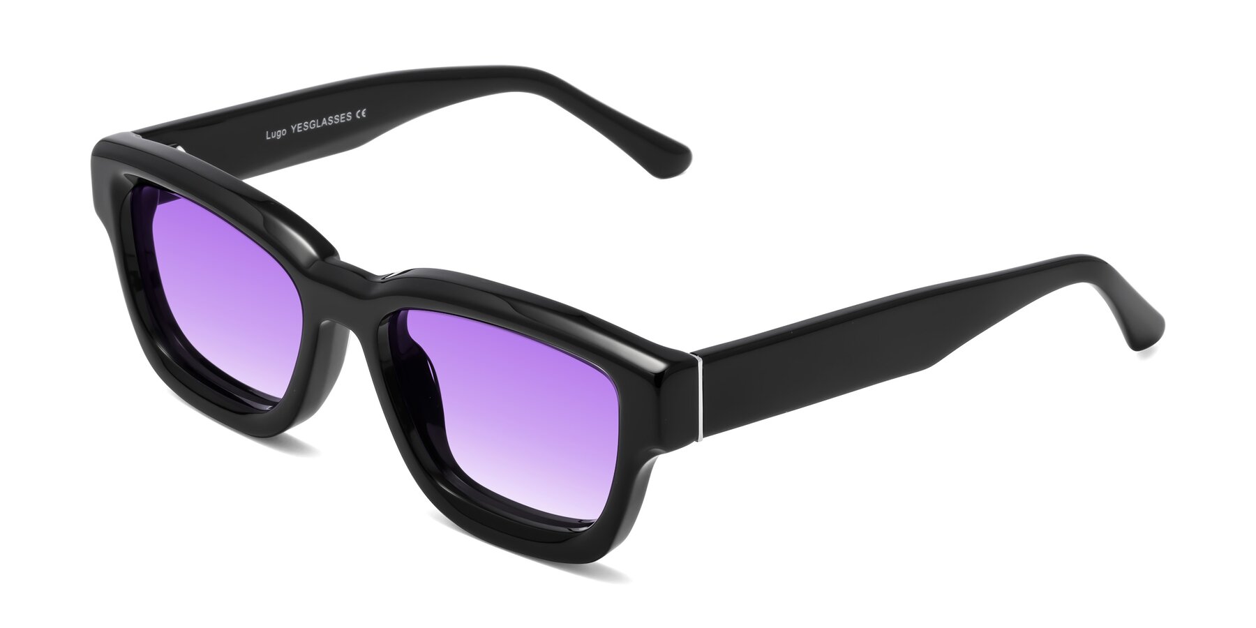 Angle of Lugo in Black with Purple Gradient Lenses