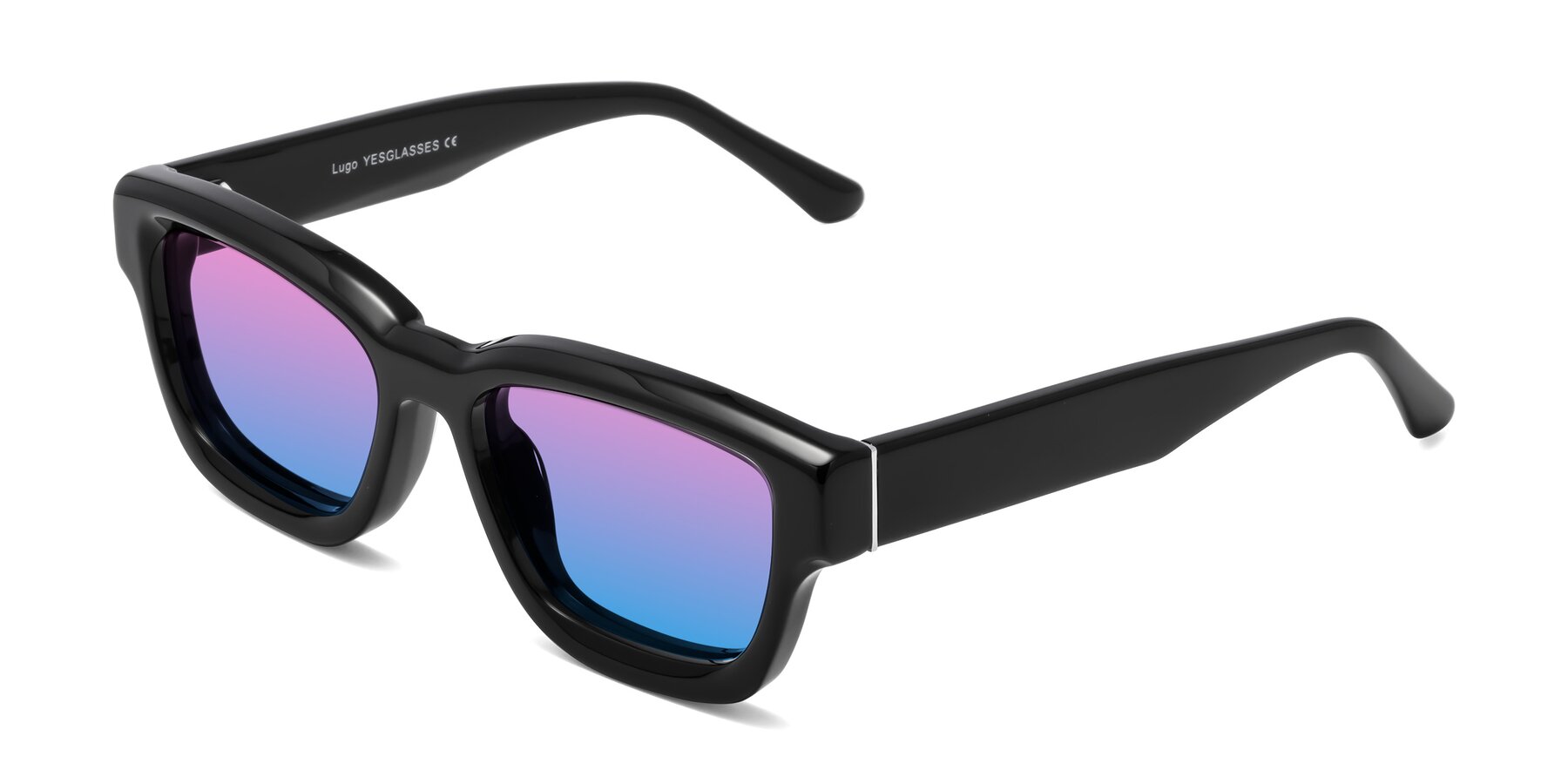 Angle of Lugo in Black with Pink / Blue Gradient Lenses