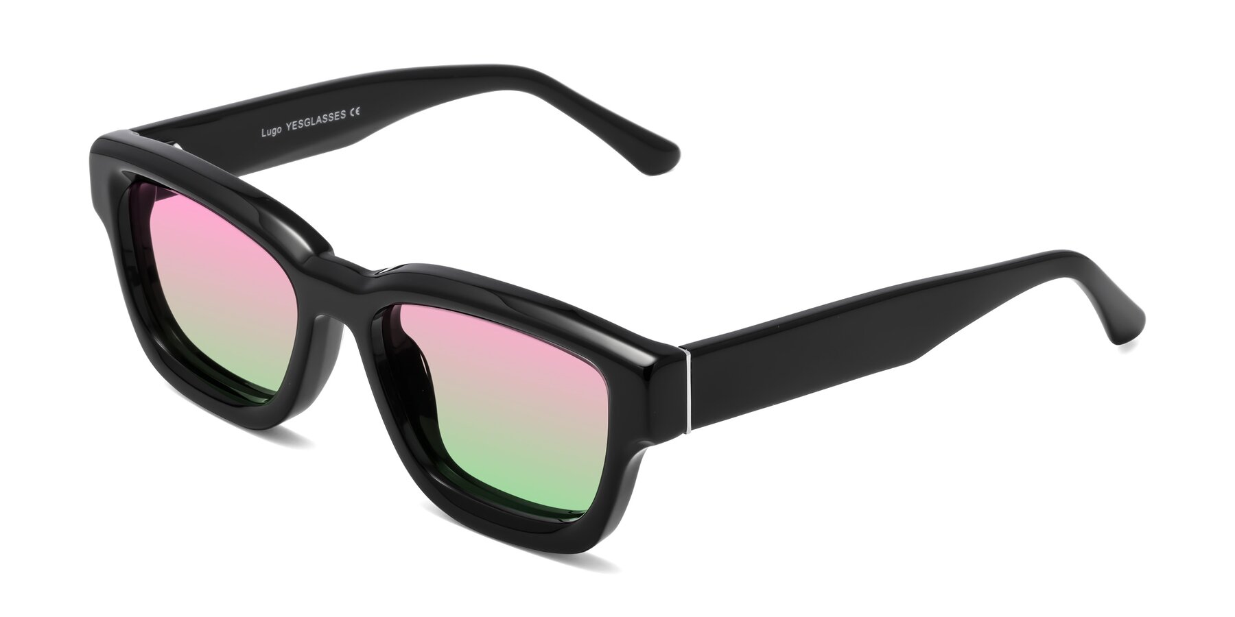 Angle of Lugo in Black with Pink / Green Gradient Lenses