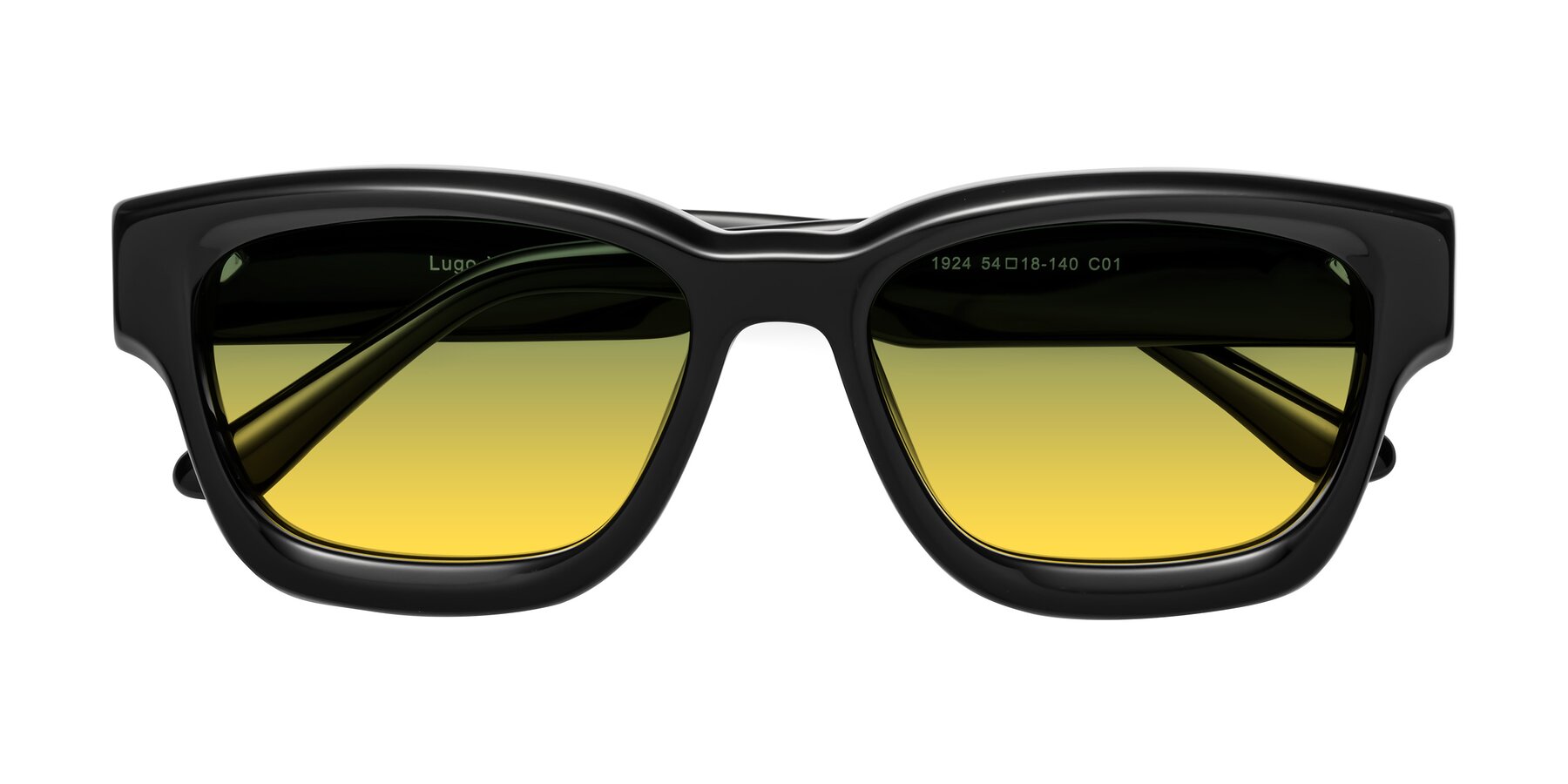 Folded Front of Lugo in Black with Green / Yellow Gradient Lenses