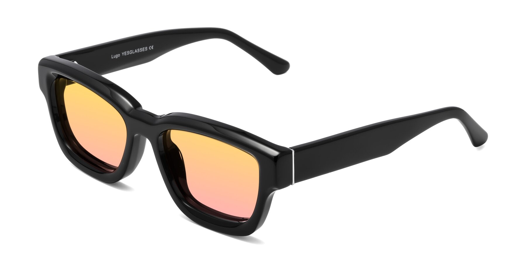 Angle of Lugo in Black with Yellow / Pink Gradient Lenses