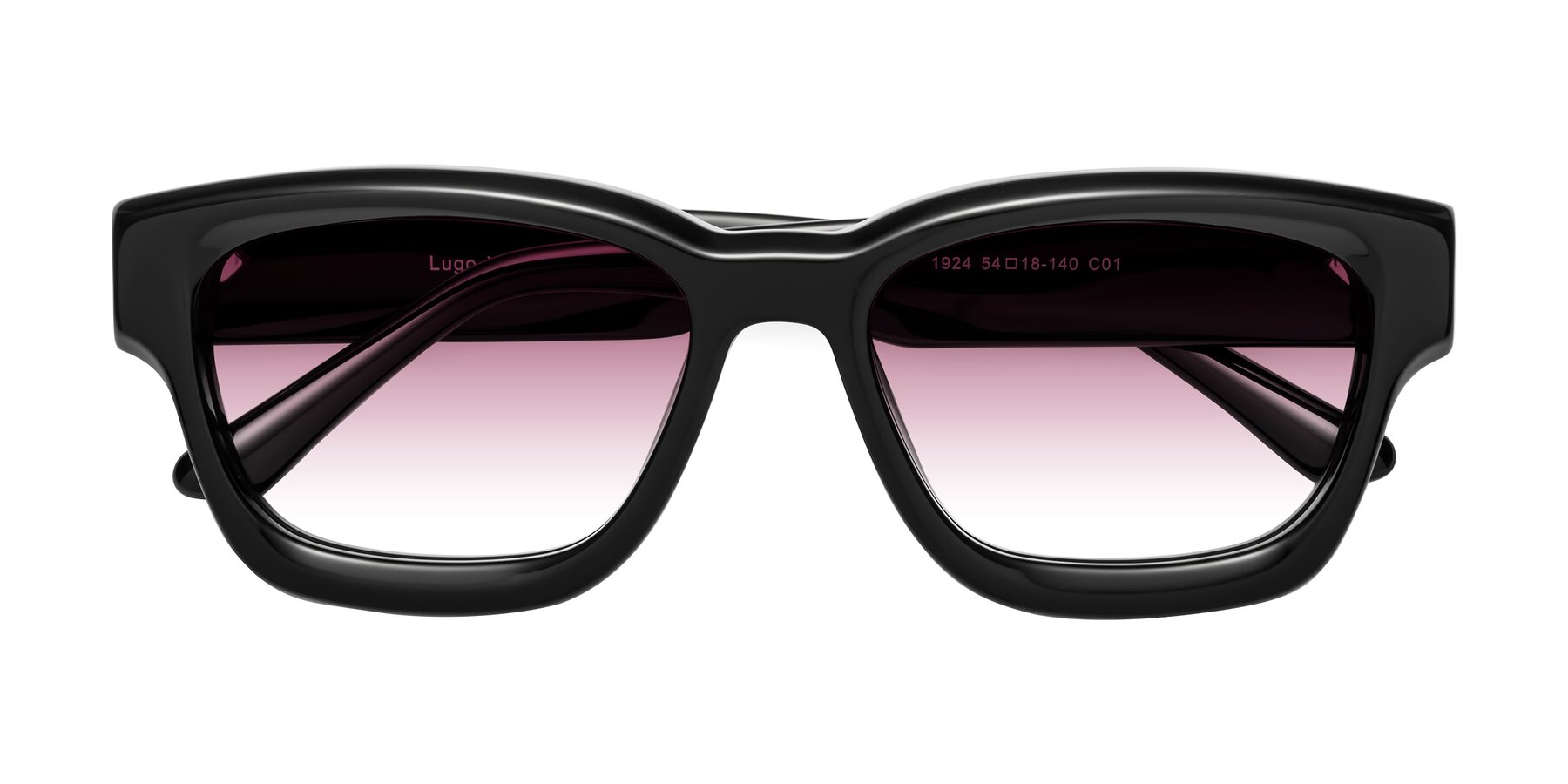 Folded Front of Lugo in Black with Wine Gradient Lenses