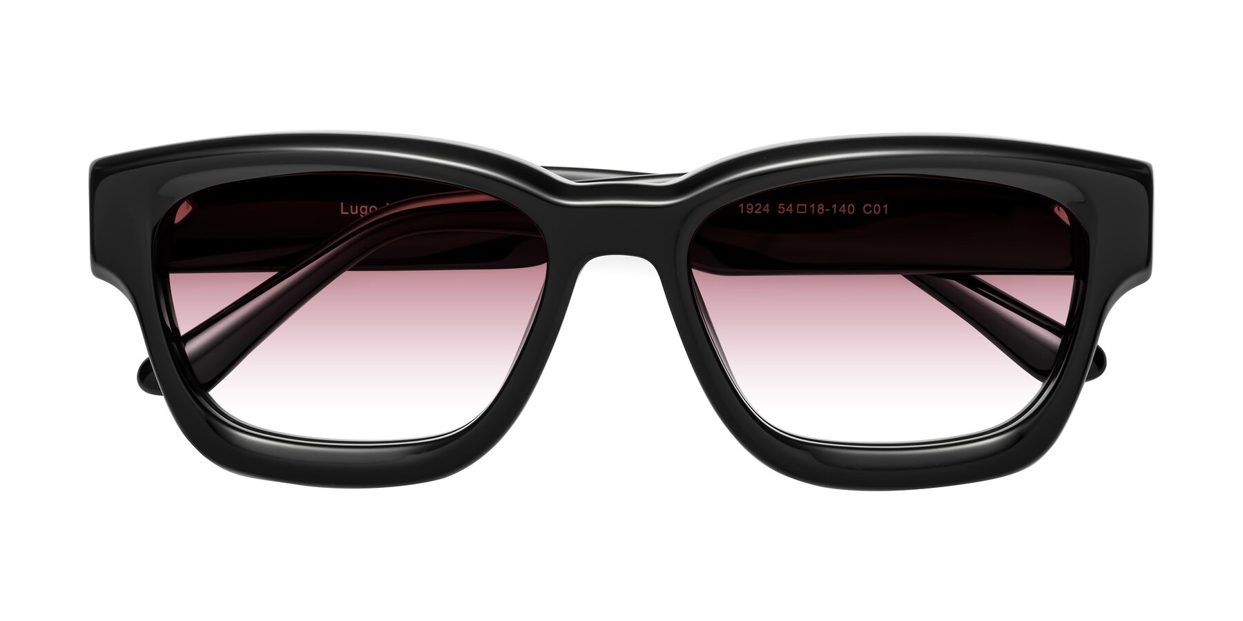 Folded Front of Lugo in Black with Garnet Gradient Lenses