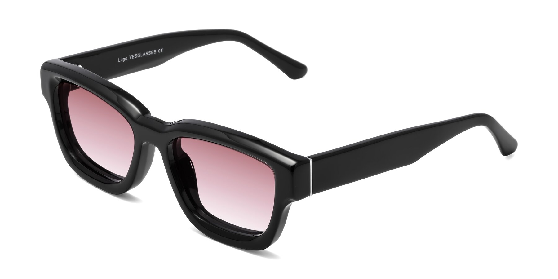 Angle of Lugo in Black with Garnet Gradient Lenses