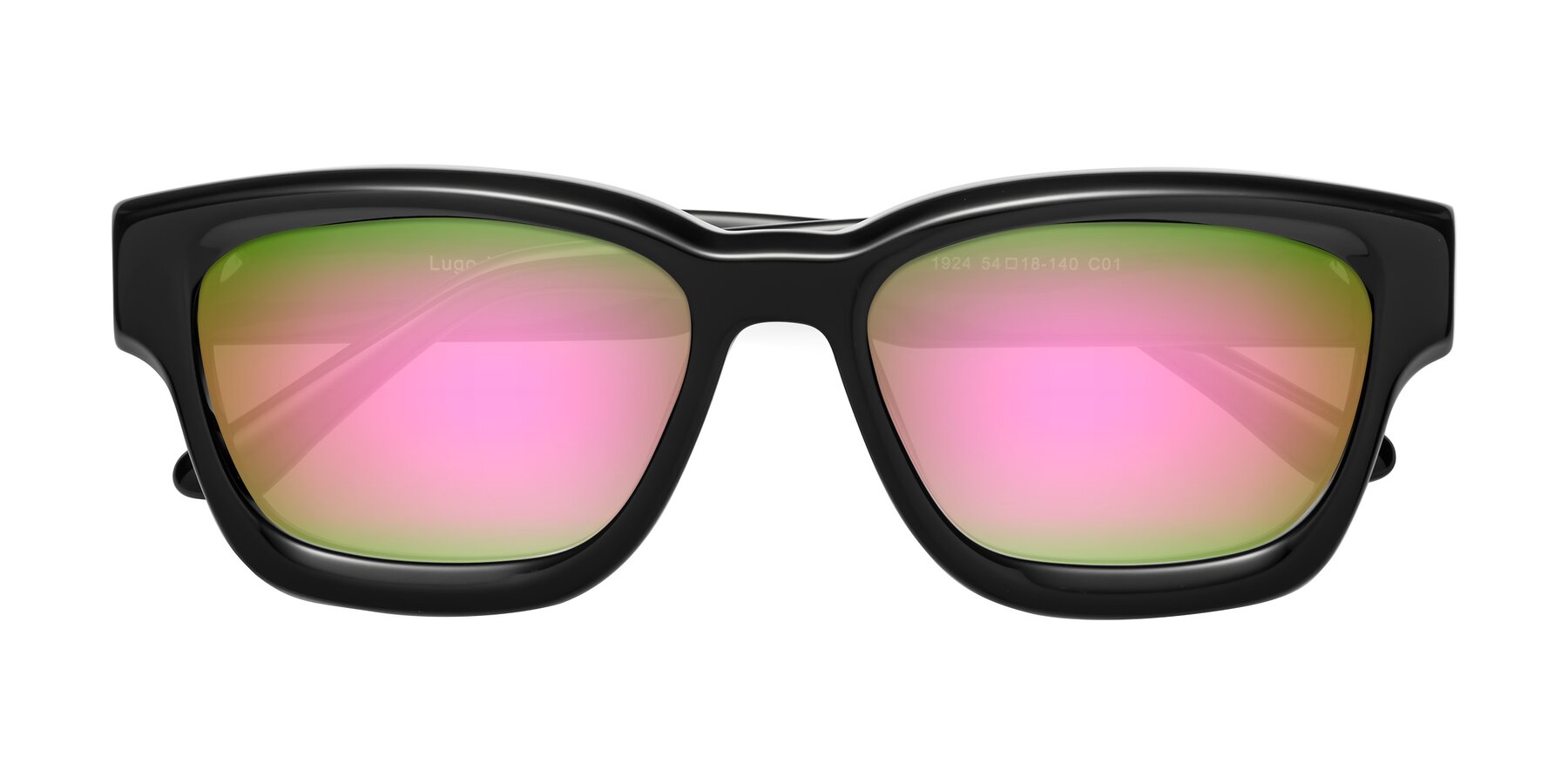 Folded Front of Lugo in Black with Pink Mirrored Lenses