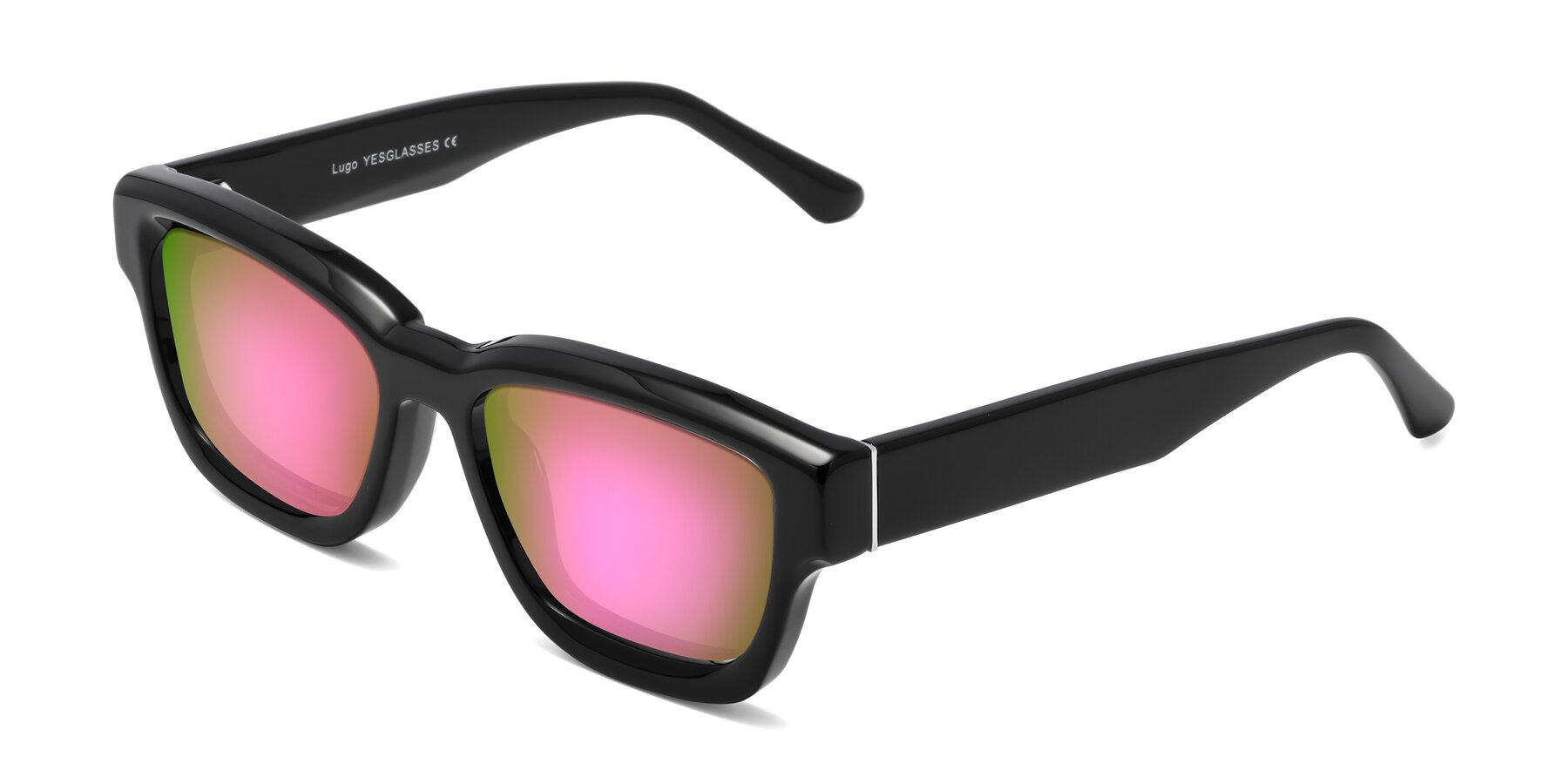 Angle of Lugo in Black with Pink Mirrored Lenses