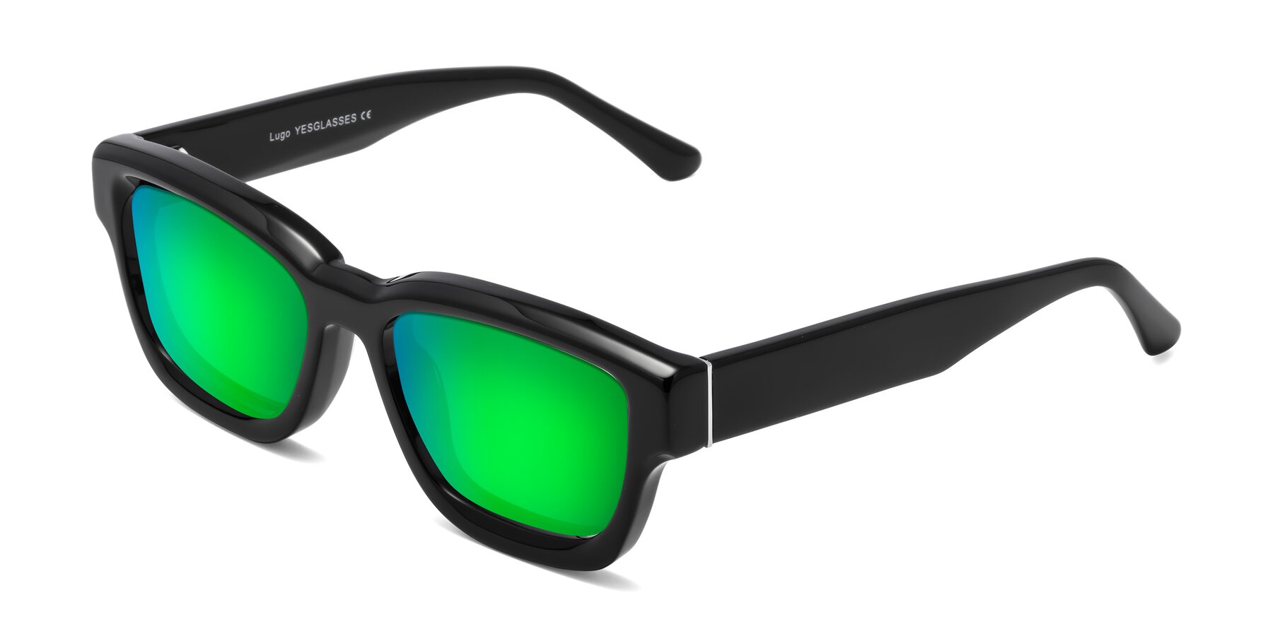 Angle of Lugo in Black with Green Mirrored Lenses