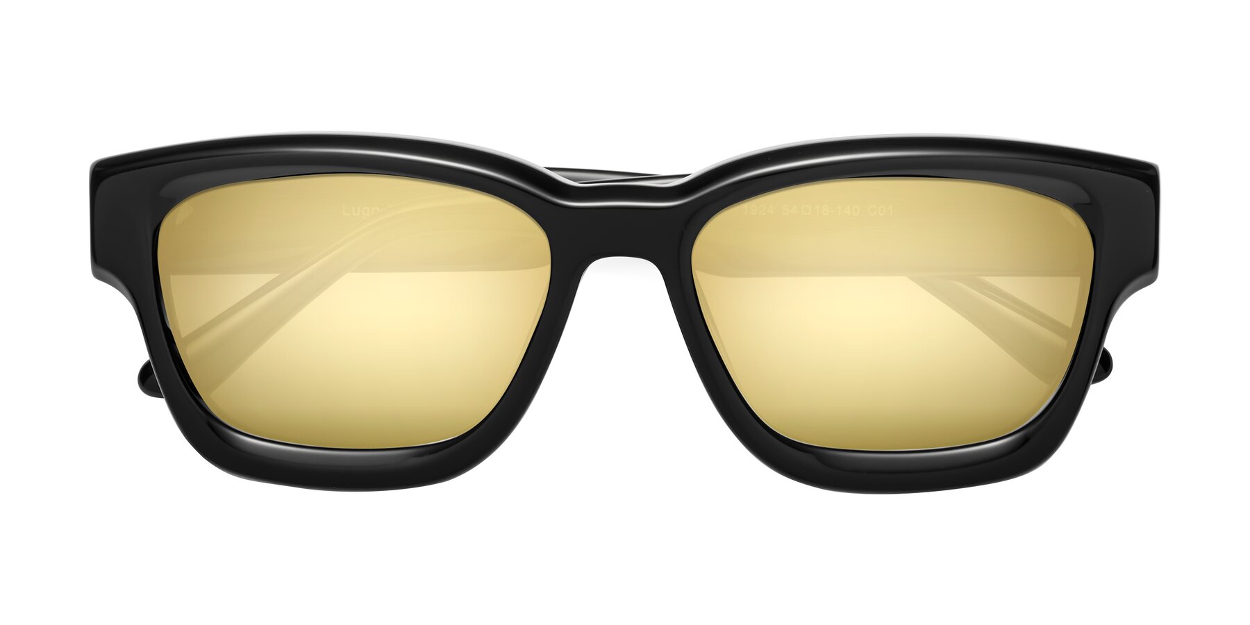 Folded Front of Lugo in Black with Gold Mirrored Lenses