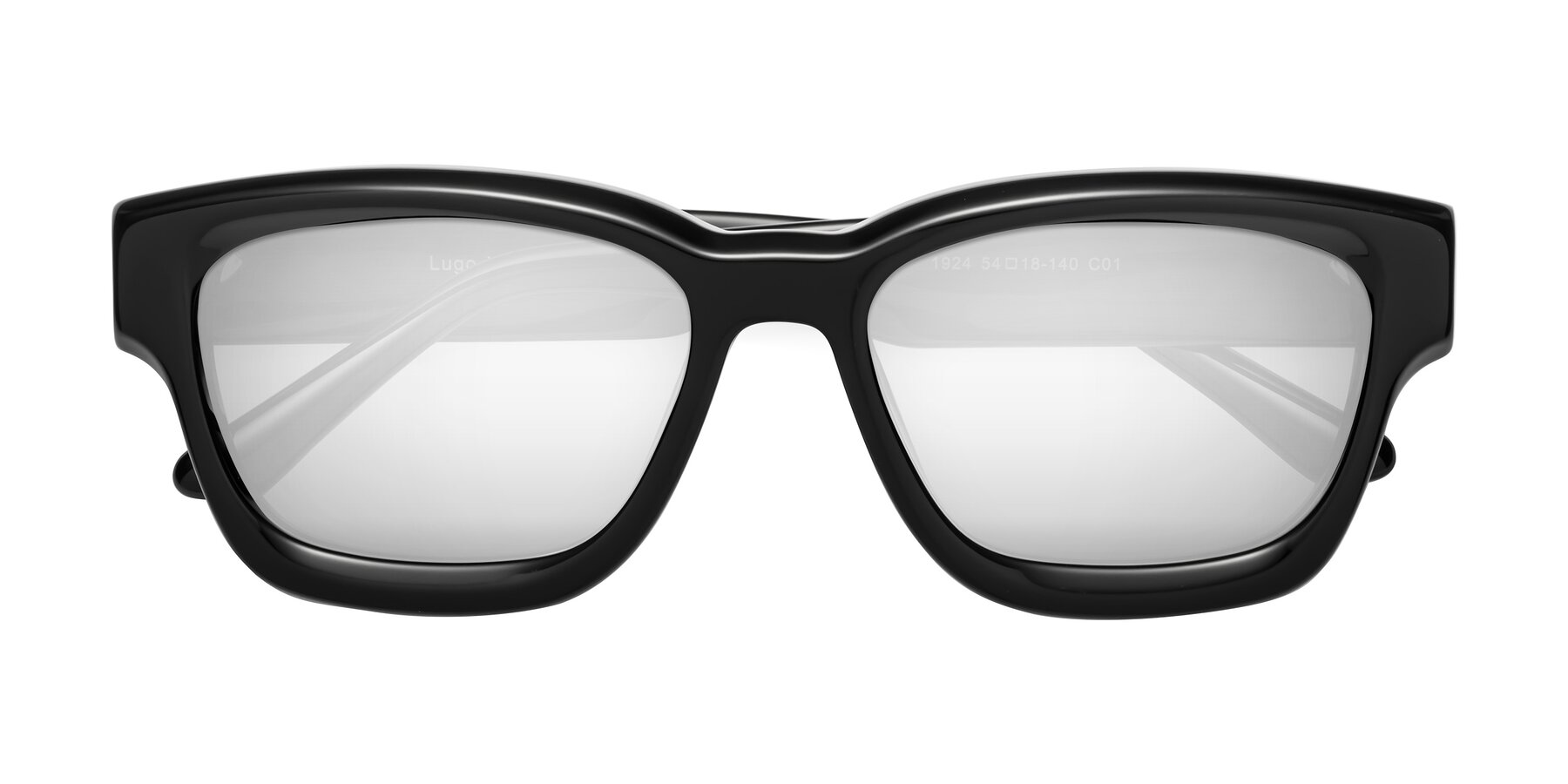 Folded Front of Lugo in Black with Silver Mirrored Lenses