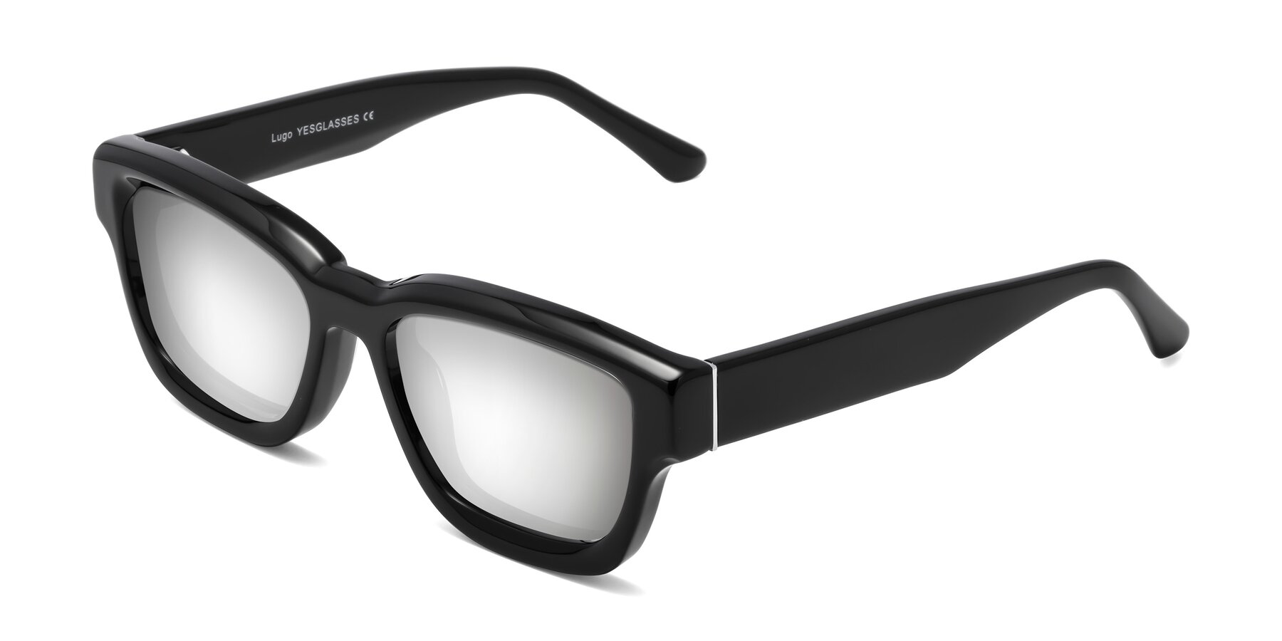 Angle of Lugo in Black with Silver Mirrored Lenses