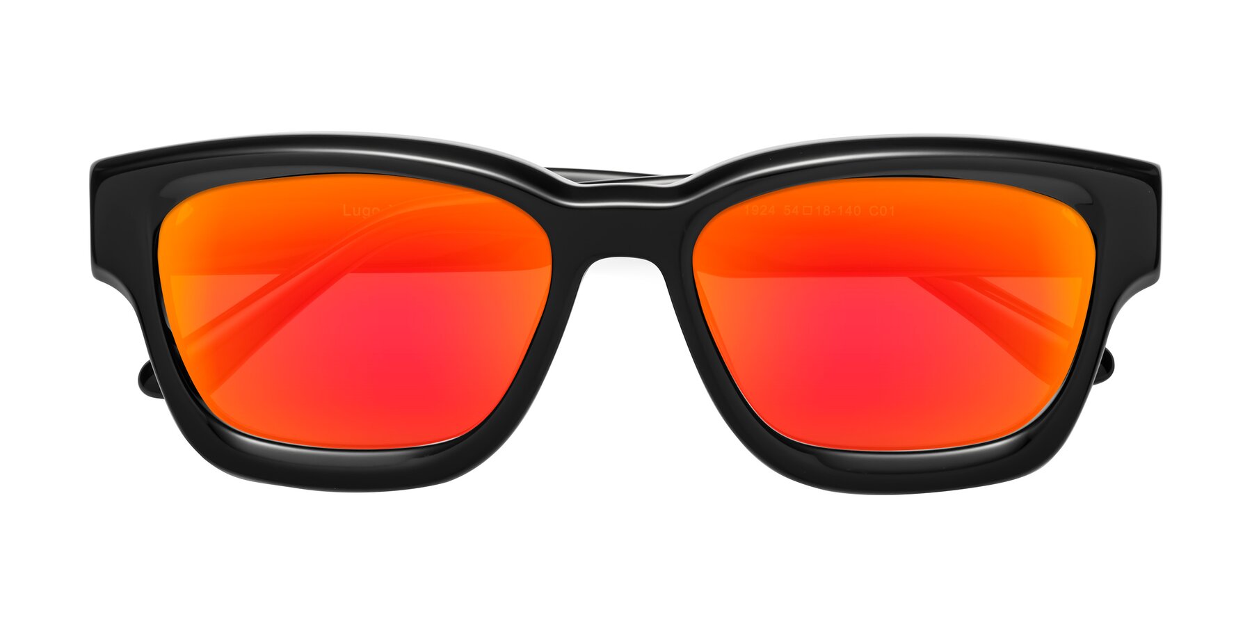 Folded Front of Lugo in Black with Red Gold Mirrored Lenses