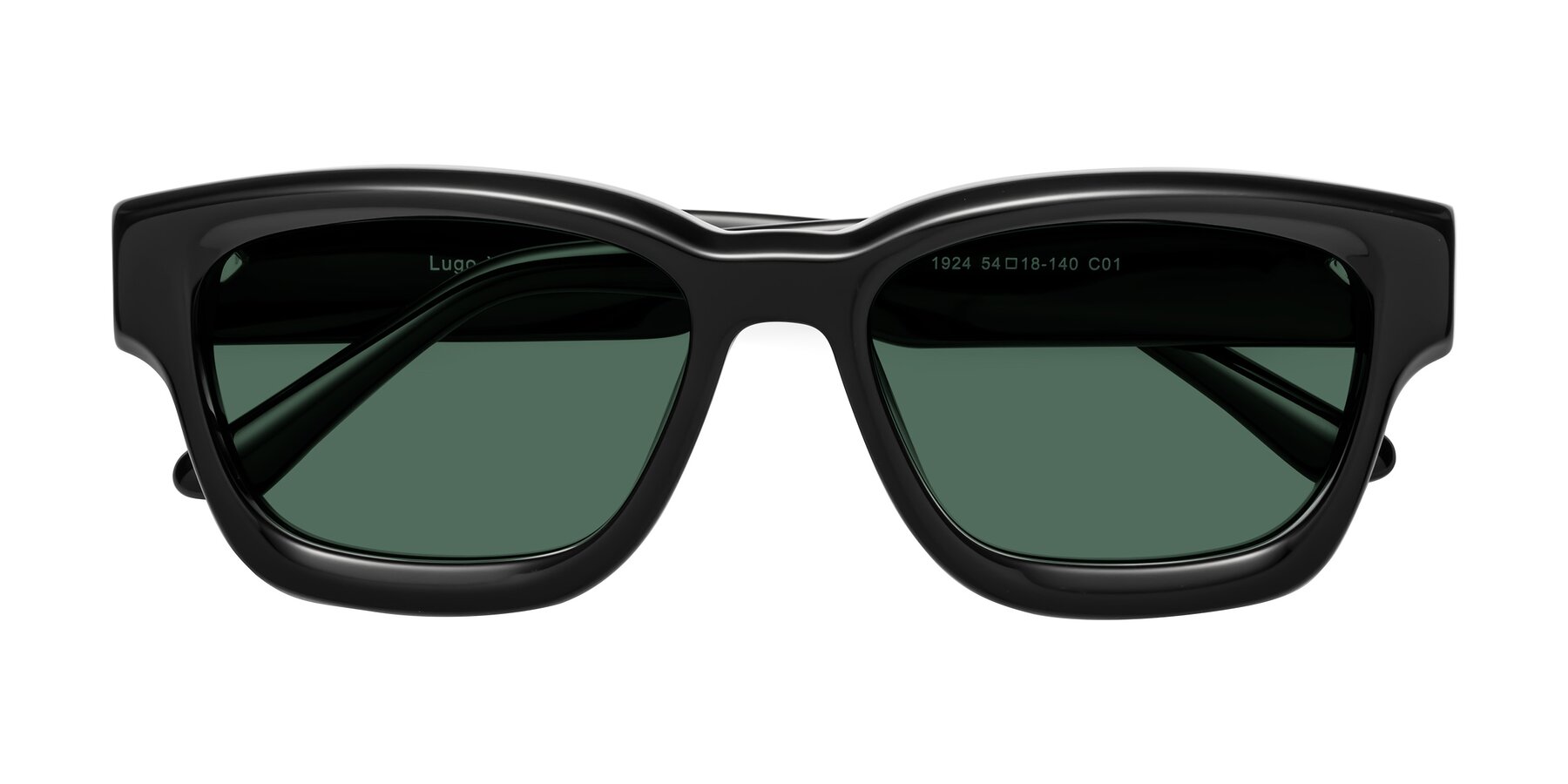 Folded Front of Lugo in Black with Green Polarized Lenses