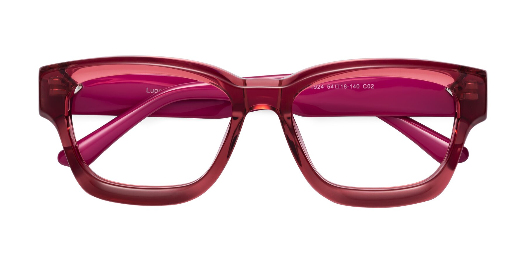 Folded Front of Lugo in Red with Clear Blue Light Blocking Lenses