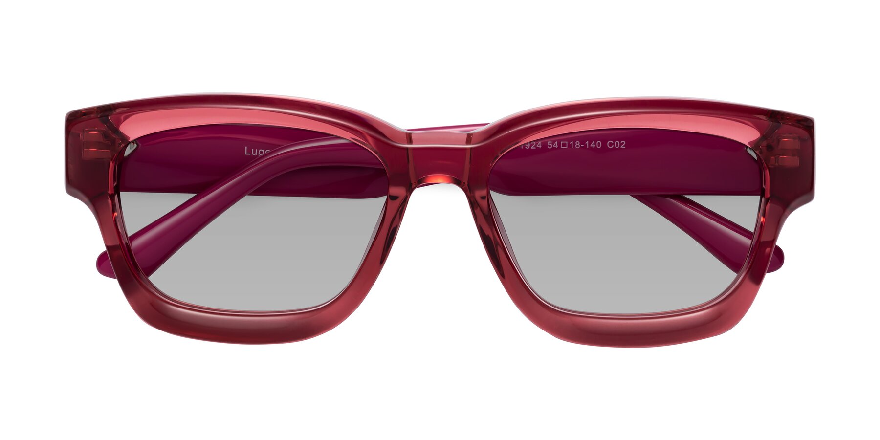 Folded Front of Lugo in Red with Light Gray Tinted Lenses