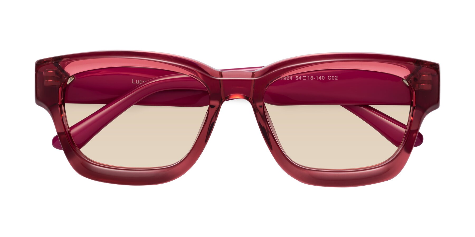 Folded Front of Lugo in Red with Light Brown Tinted Lenses