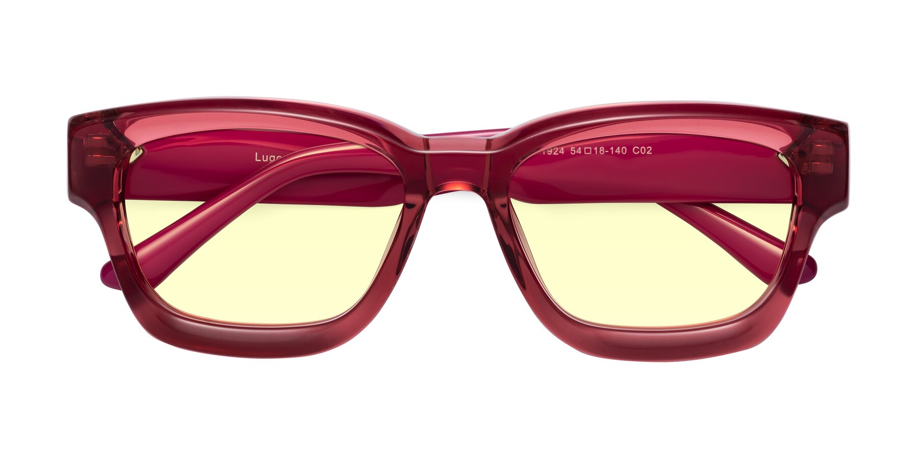 Folded Front of Lugo in Red with Light Yellow Tinted Lenses