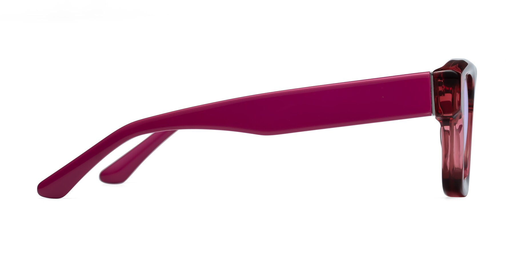 Side of Lugo in Red with Light Purple Tinted Lenses