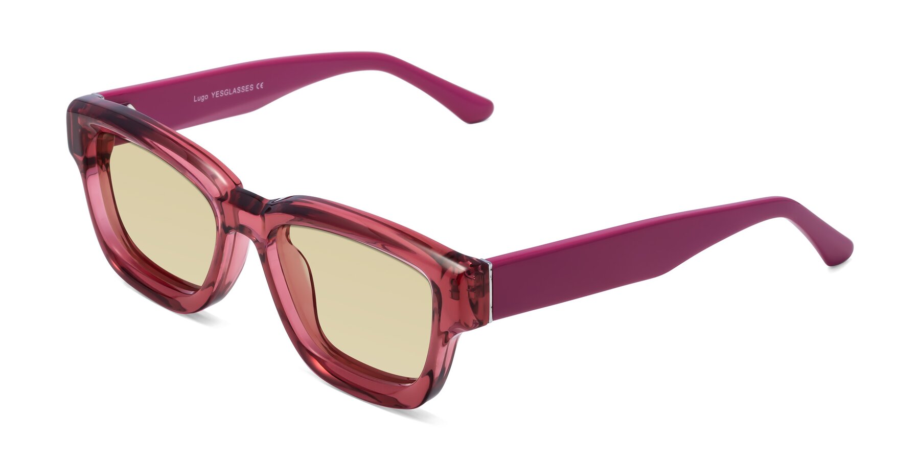 Angle of Lugo in Red with Light Champagne Tinted Lenses