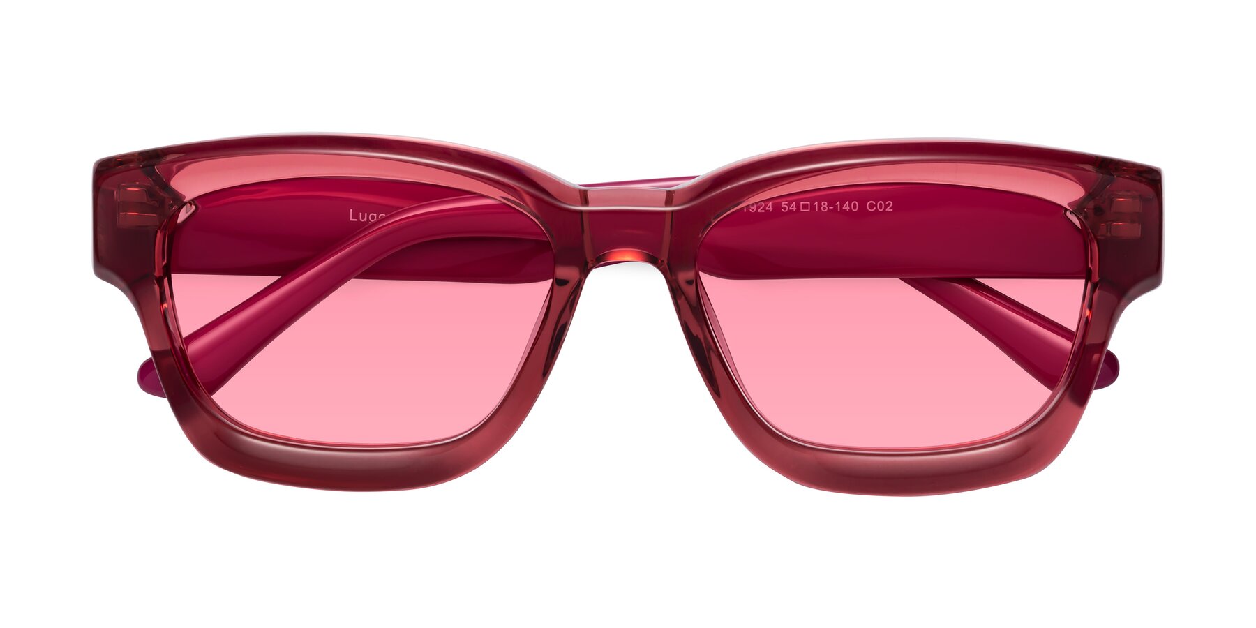 Folded Front of Lugo in Red with Pink Tinted Lenses