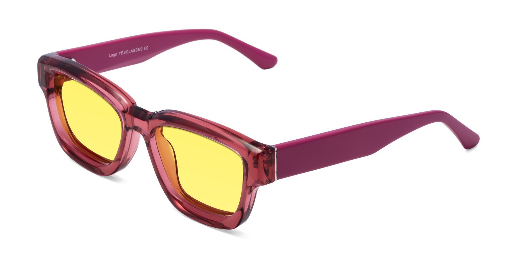 Angle of Lugo in Red with Medium Yellow Tinted Lenses