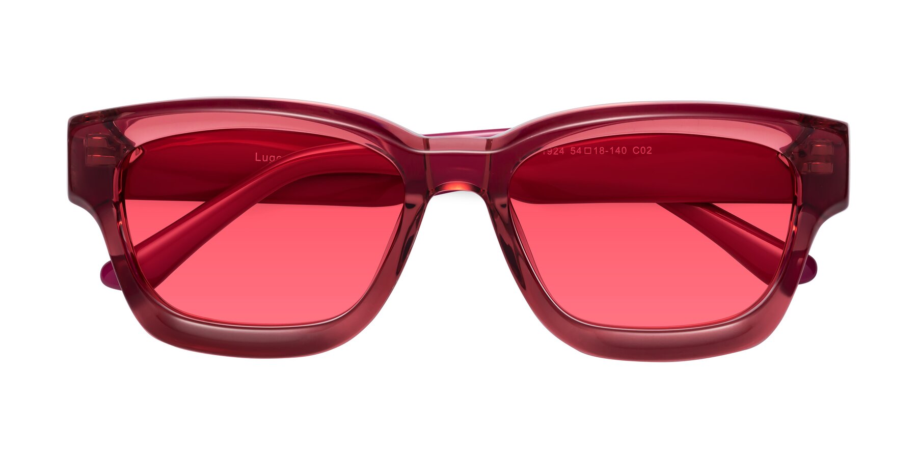 Folded Front of Lugo in Red with Red Tinted Lenses