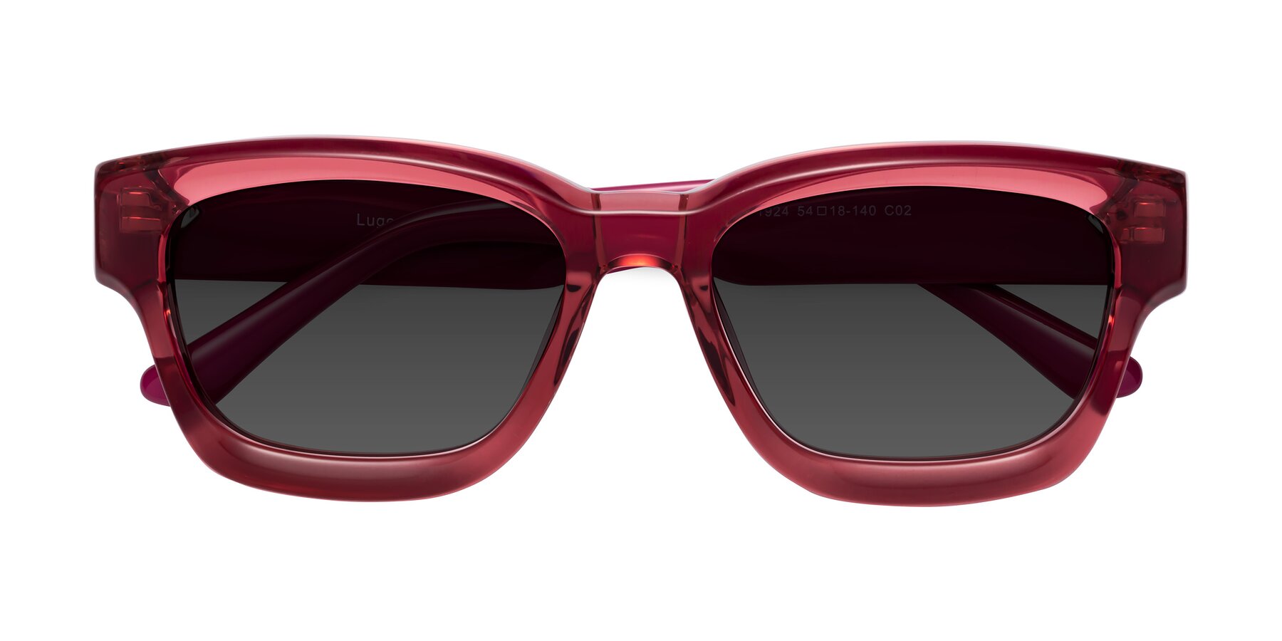 Folded Front of Lugo in Red with Gray Tinted Lenses