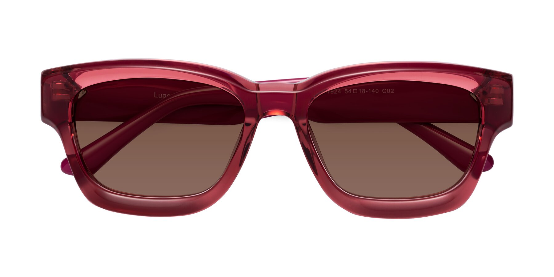 Folded Front of Lugo in Red with Brown Tinted Lenses