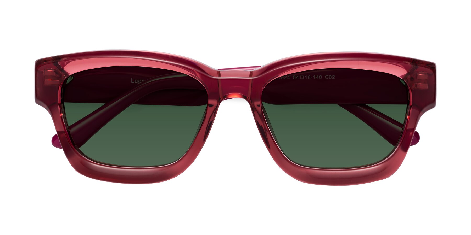 Folded Front of Lugo in Red with Green Tinted Lenses