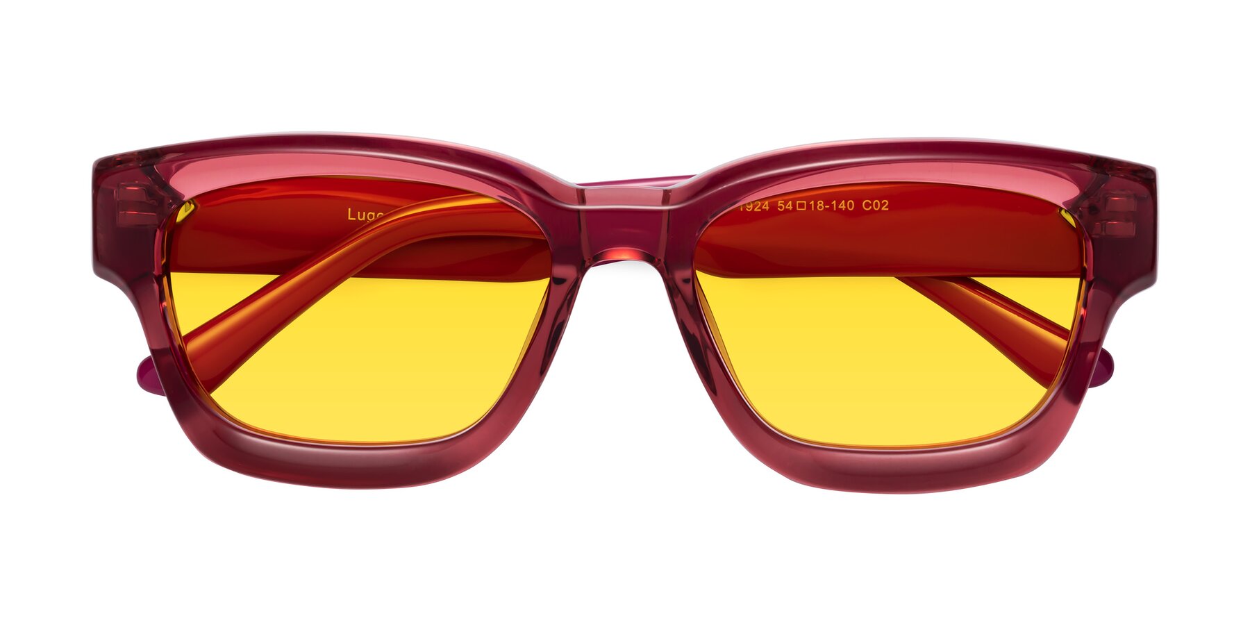 Folded Front of Lugo in Red with Yellow Tinted Lenses