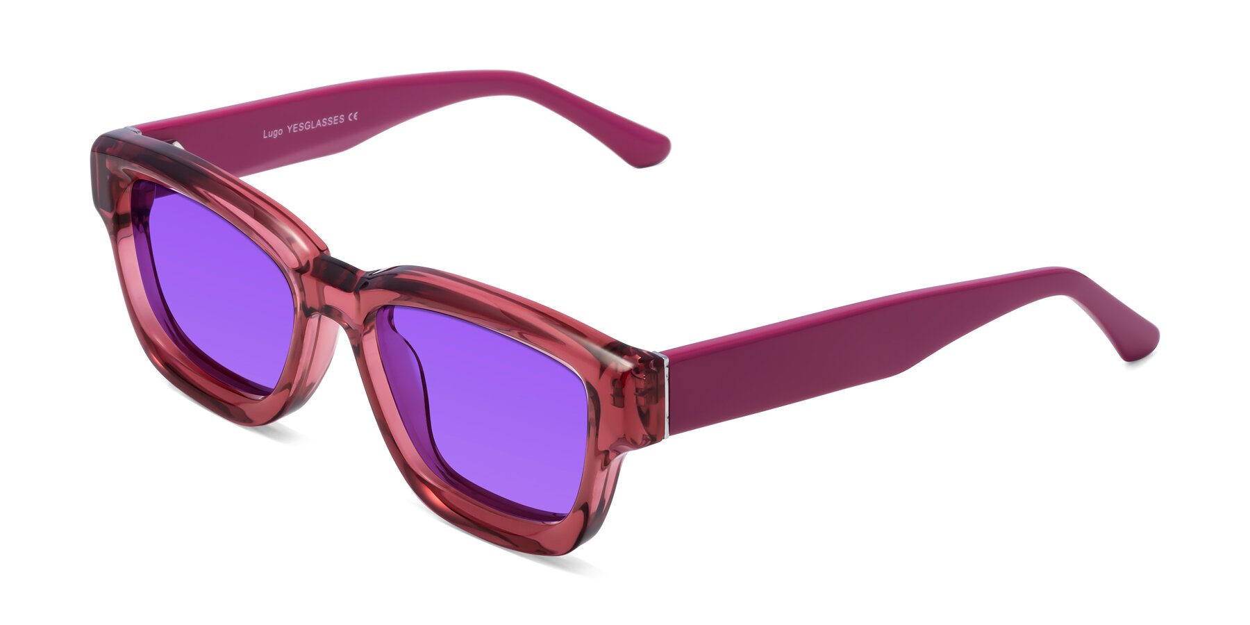 Angle of Lugo in Red with Purple Tinted Lenses