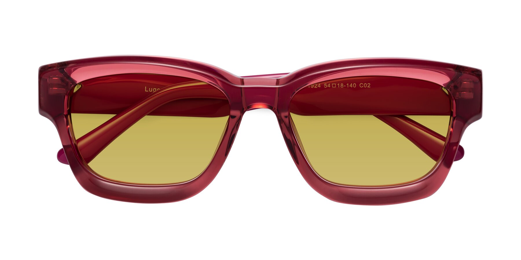 Folded Front of Lugo in Red with Champagne Tinted Lenses