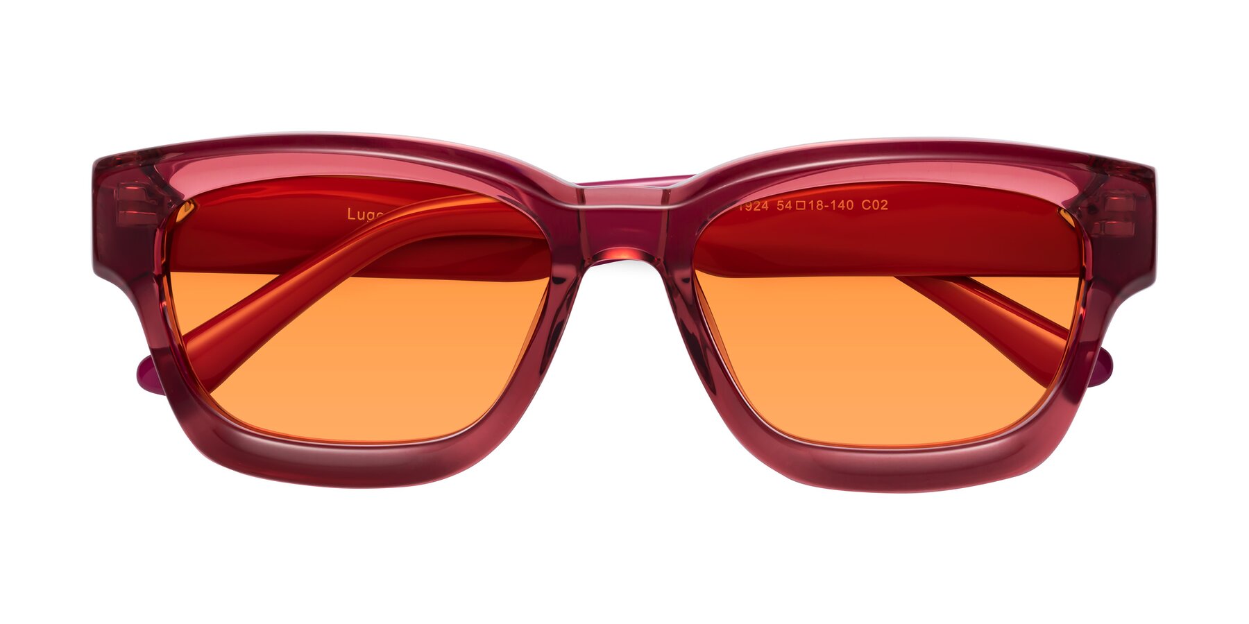 Folded Front of Lugo in Red with Orange Tinted Lenses