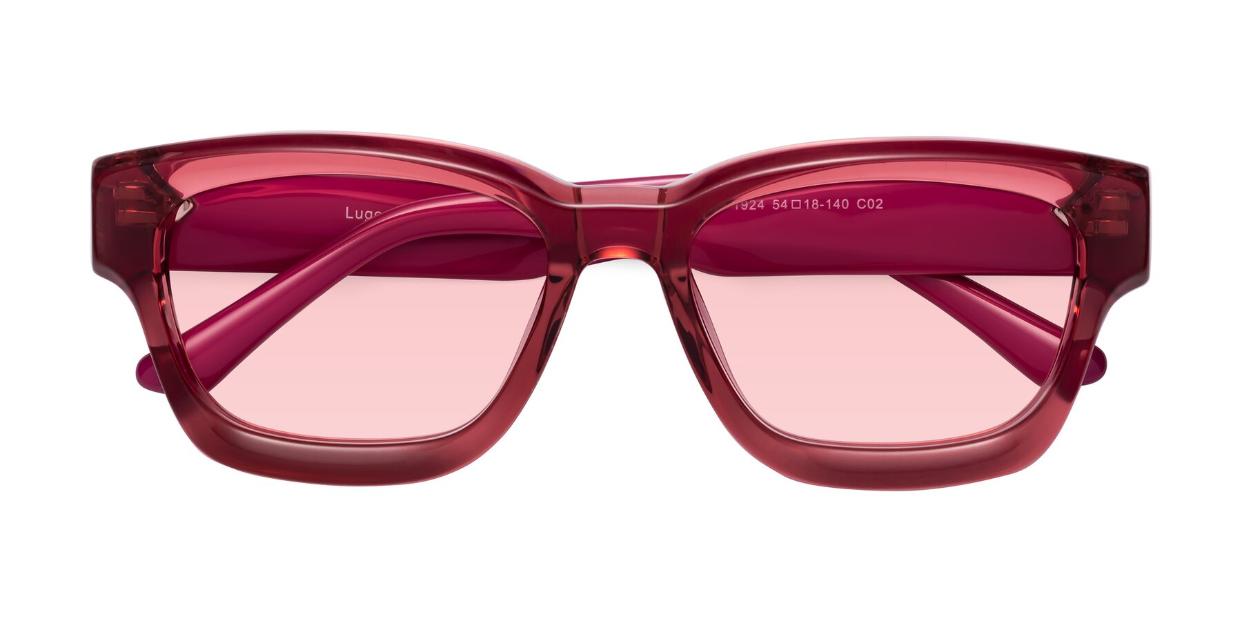 Folded Front of Lugo in Red with Light Garnet Tinted Lenses