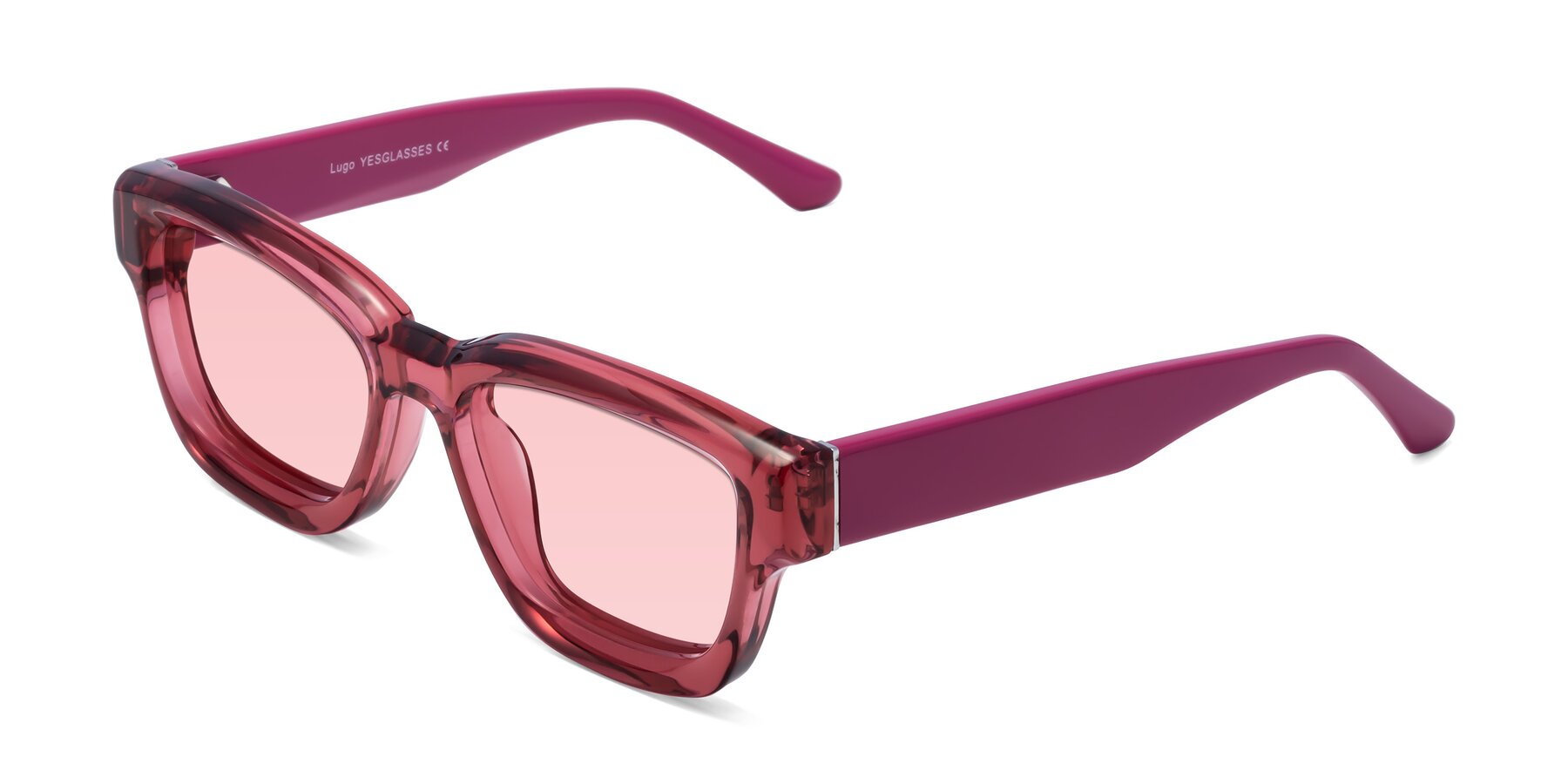 Angle of Lugo in Red with Light Garnet Tinted Lenses