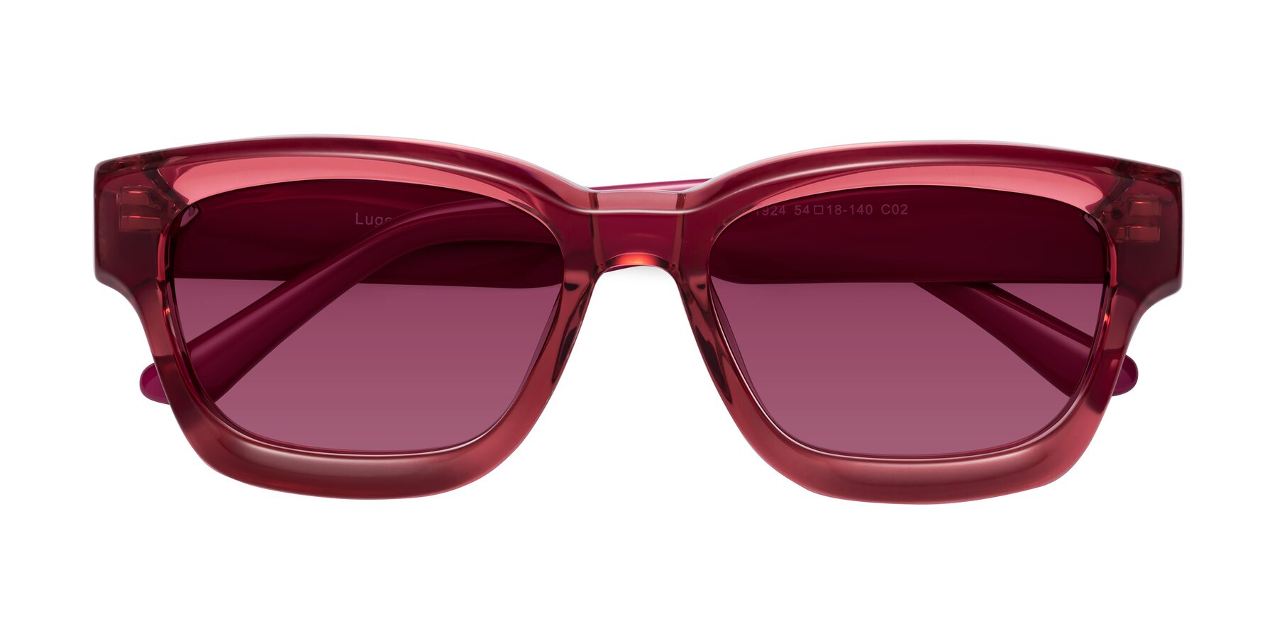 Folded Front of Lugo in Red with Wine Tinted Lenses