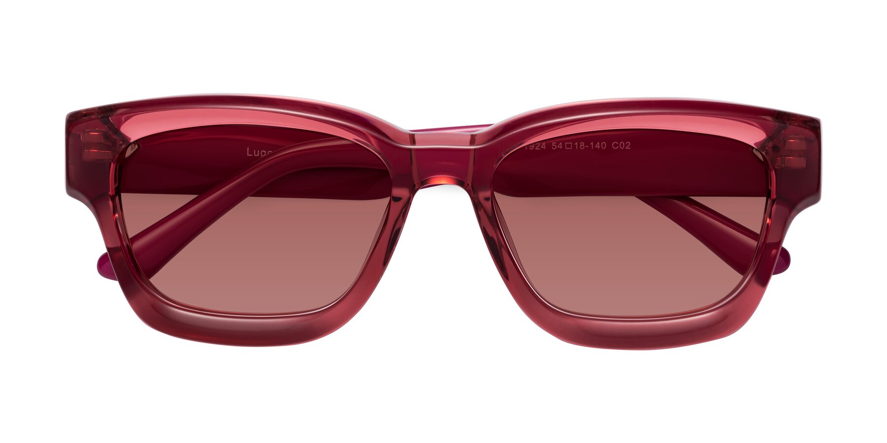 Folded Front of Lugo in Red with Garnet Tinted Lenses