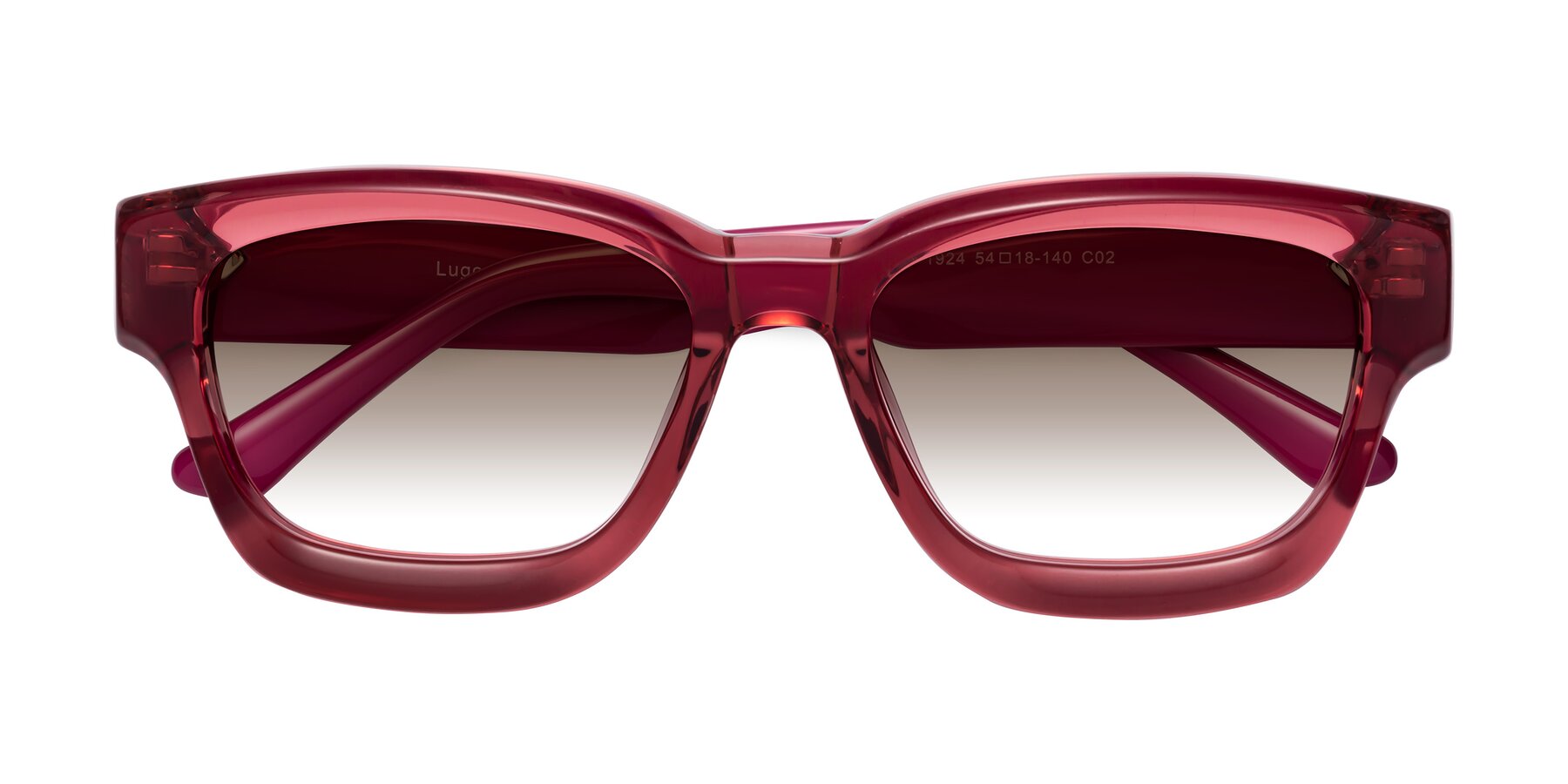 Folded Front of Lugo in Red with Brown Gradient Lenses