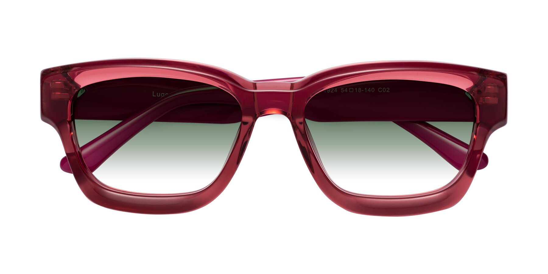 Folded Front of Lugo in Red with Green Gradient Lenses