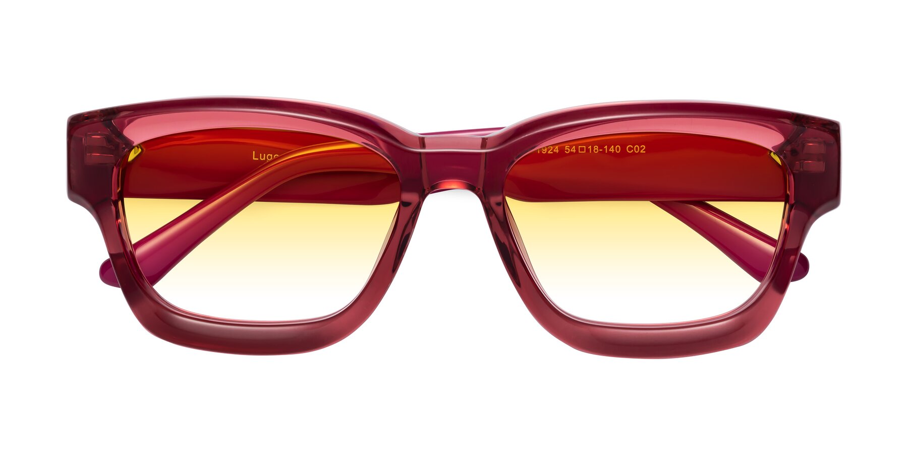 Folded Front of Lugo in Red with Yellow Gradient Lenses