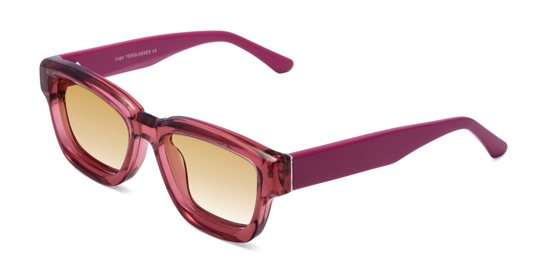 Angle of Lugo in Red with Champagne Gradient Lenses