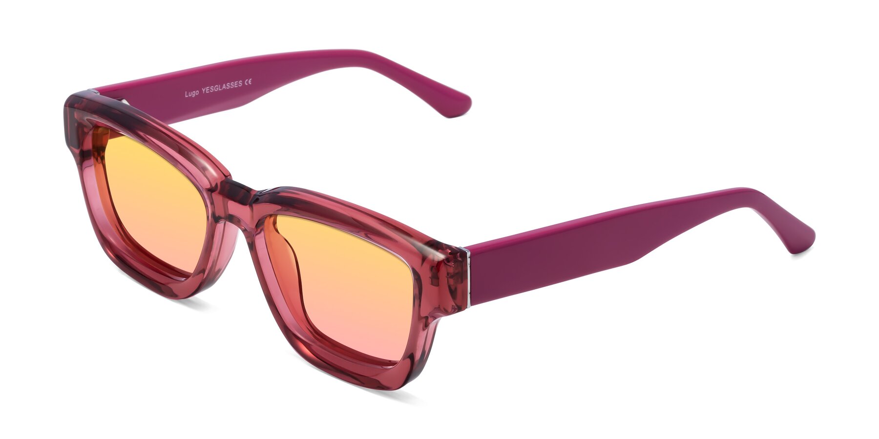 Angle of Lugo in Red with Yellow / Pink Gradient Lenses
