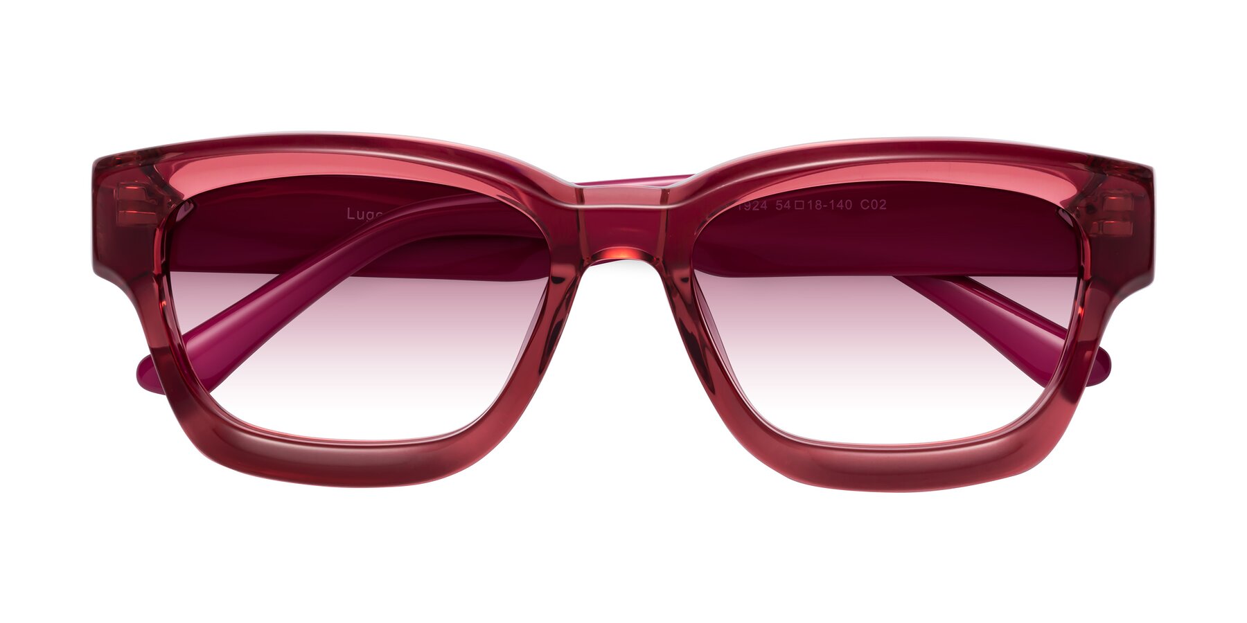 Folded Front of Lugo in Red with Wine Gradient Lenses