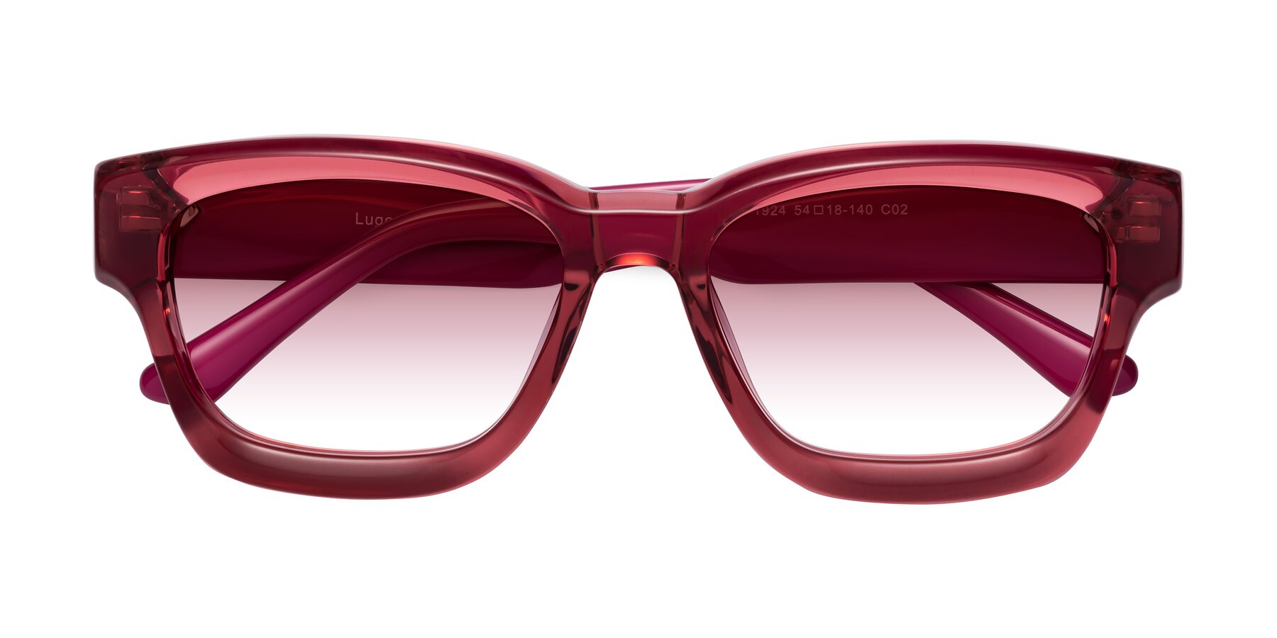 Folded Front of Lugo in Red with Garnet Gradient Lenses