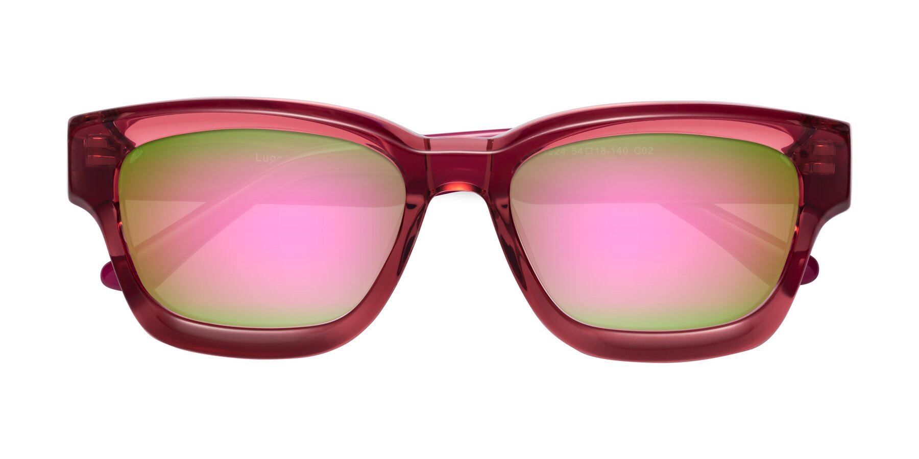 Folded Front of Lugo in Red with Pink Mirrored Lenses