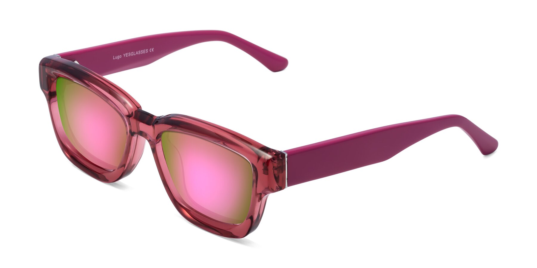 Angle of Lugo in Red with Pink Mirrored Lenses
