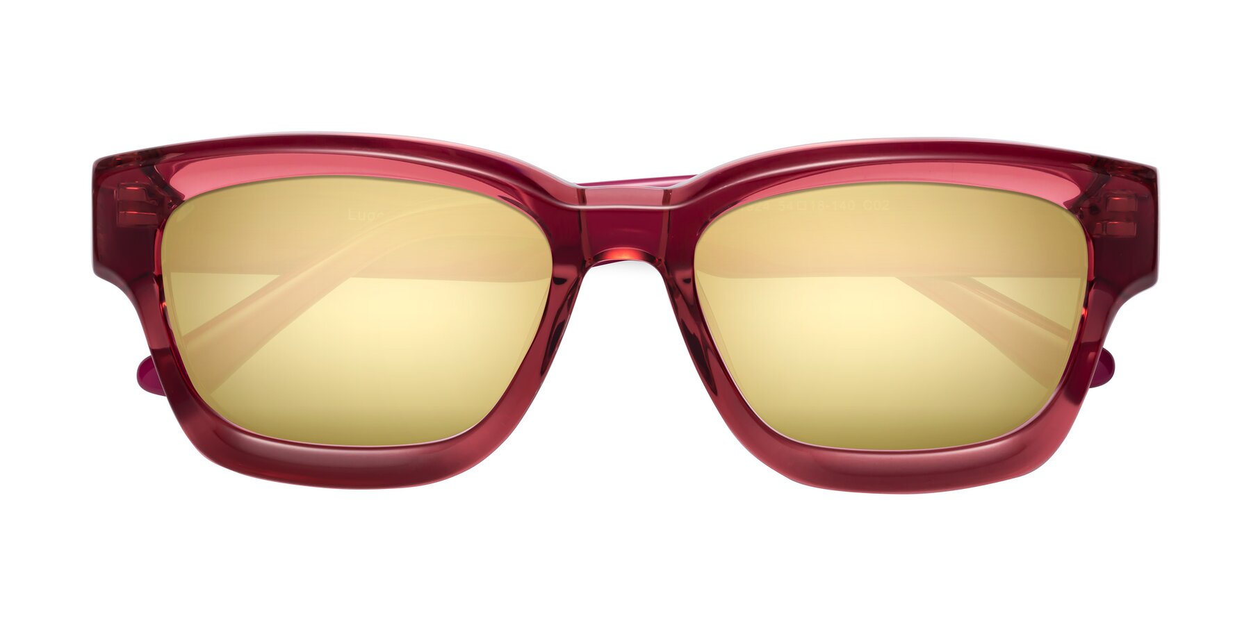 Folded Front of Lugo in Red with Gold Mirrored Lenses