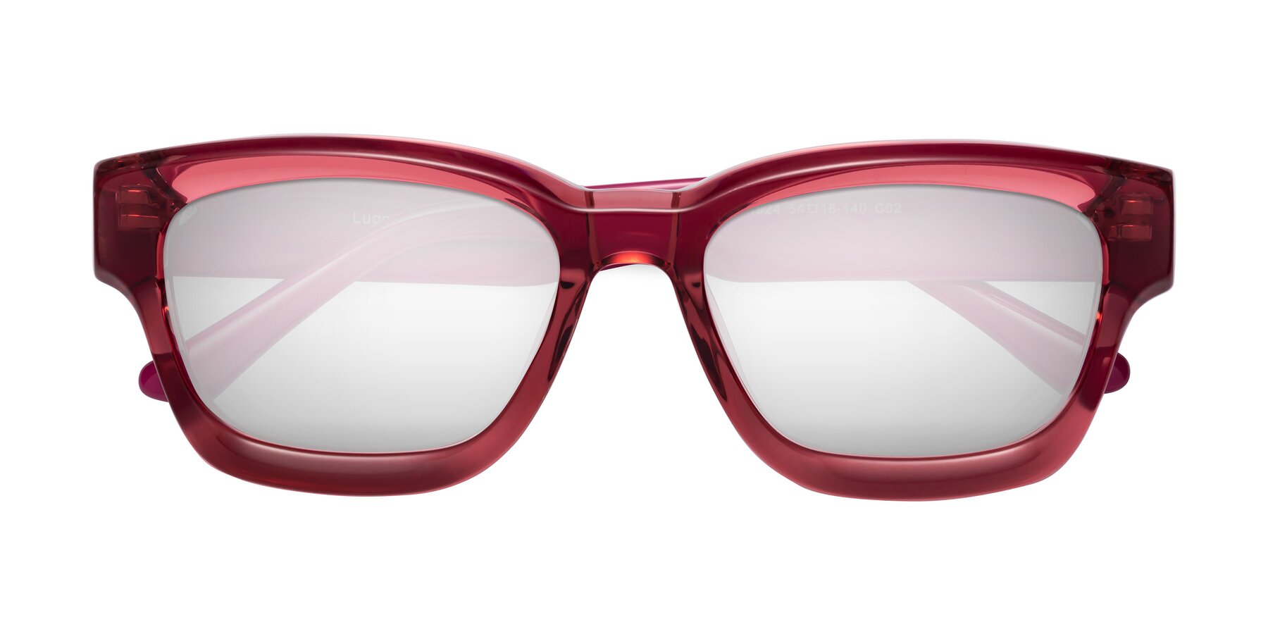 Folded Front of Lugo in Red with Silver Mirrored Lenses