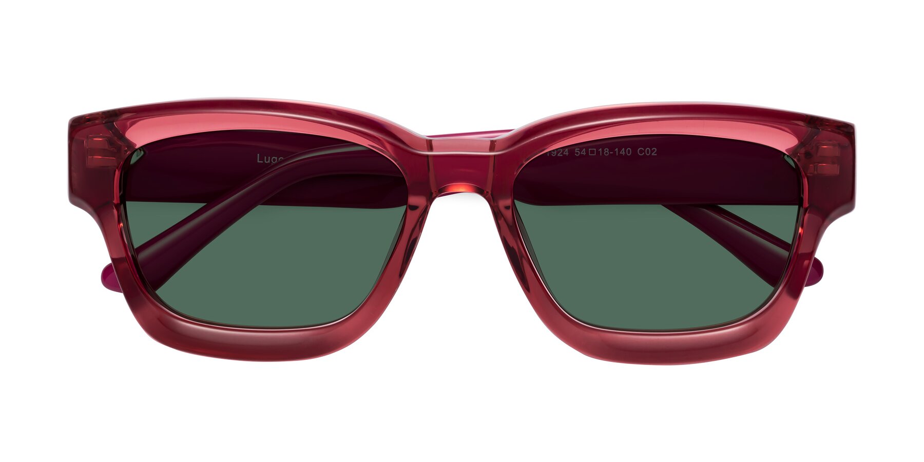Folded Front of Lugo in Red with Green Polarized Lenses