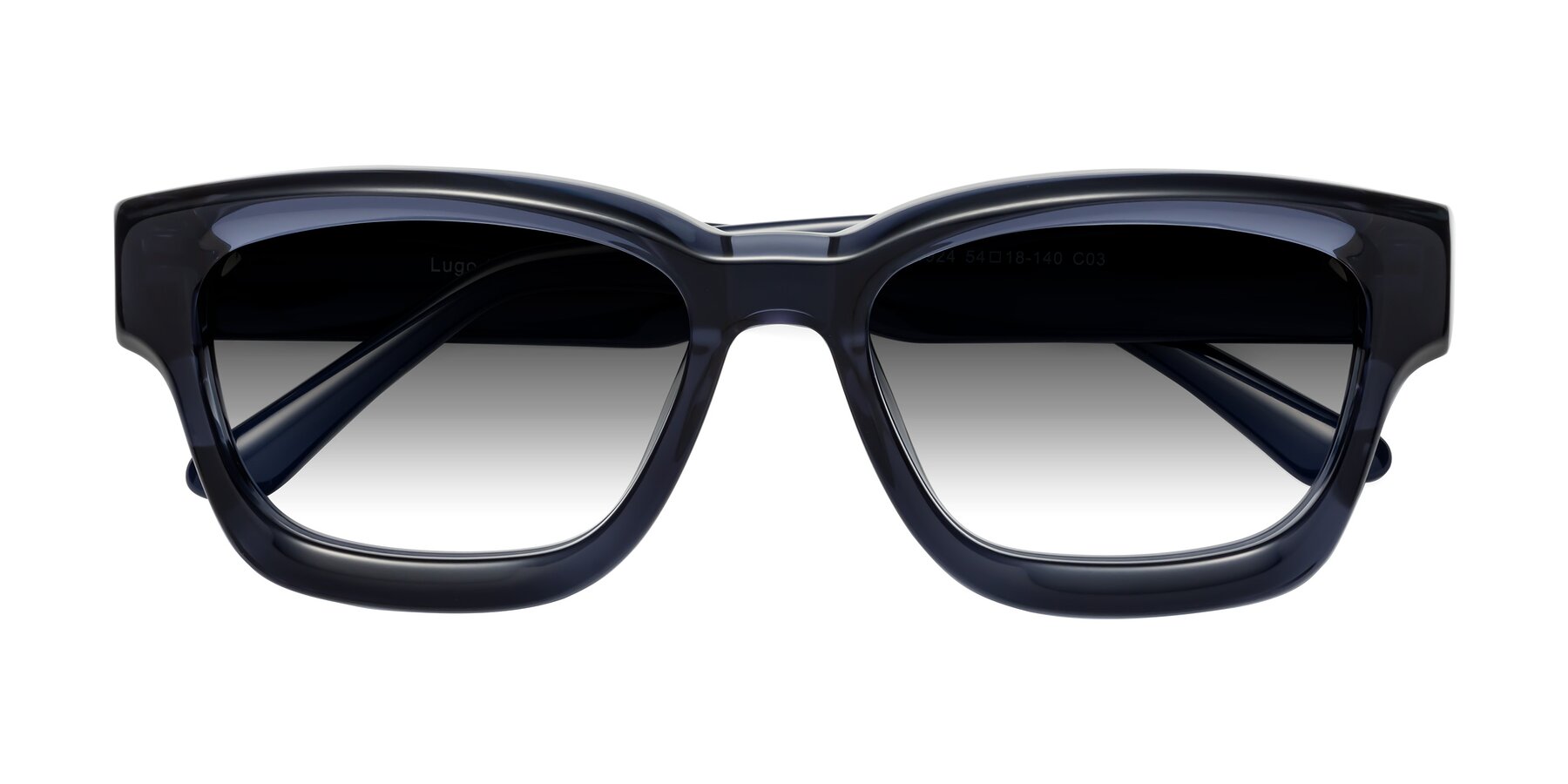 Folded Front of Lugo in Translucent Blue with Gray Gradient Lenses