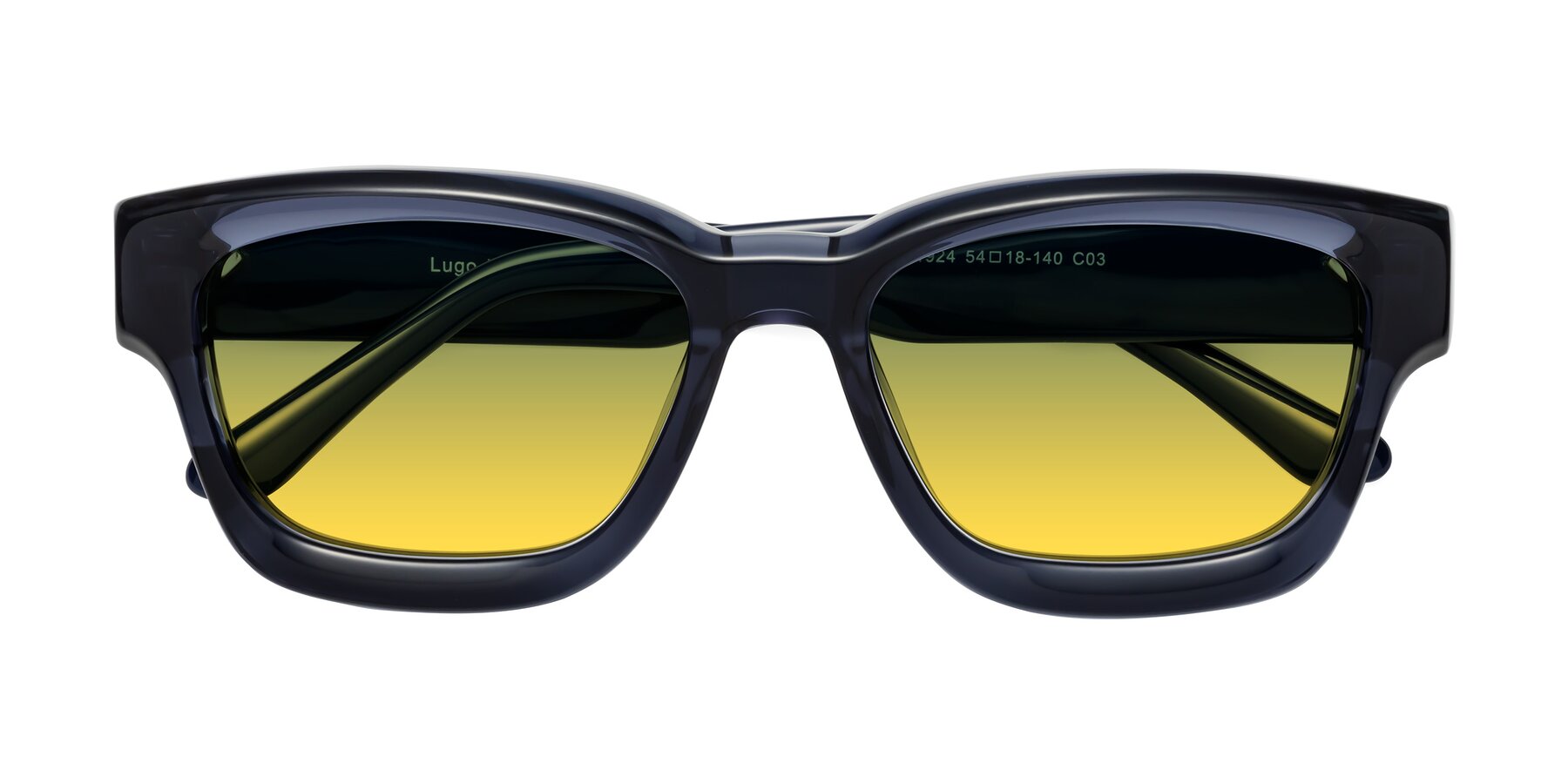 Folded Front of Lugo in Translucent Blue with Green / Yellow Gradient Lenses